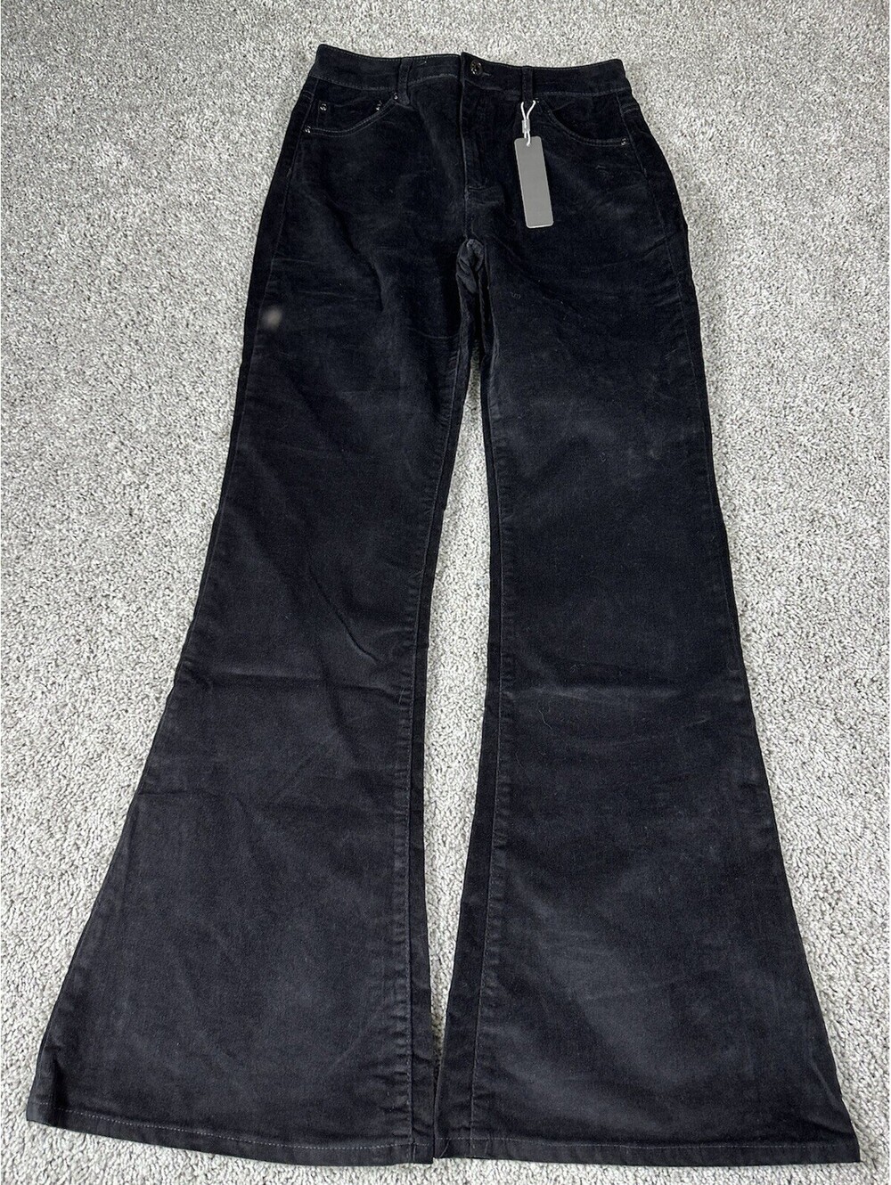 Tractr Black Corduroy Pants Size 00 High Rise Flare 24 X 31